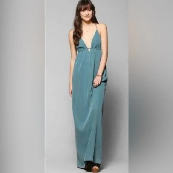green emerald velvet dress Stolen Stores Cult Mia x Stolen Stores Classic Maxi Slip Dress in Green